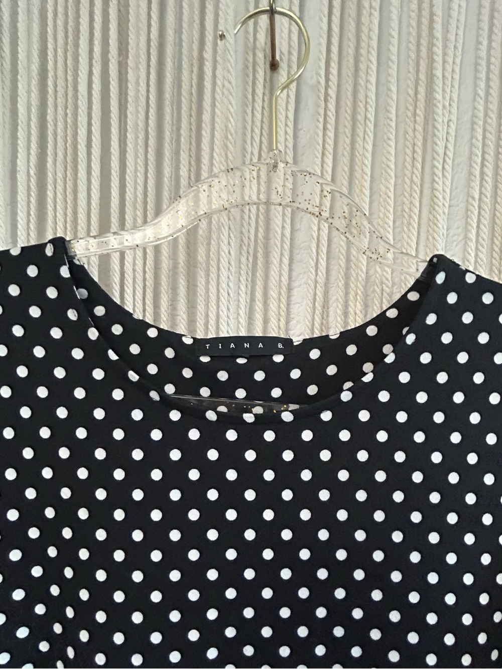 TIANA B Black & White Polka Dot Swing | Soft Knit Short Sleeve Dress - Picture 9 of 15